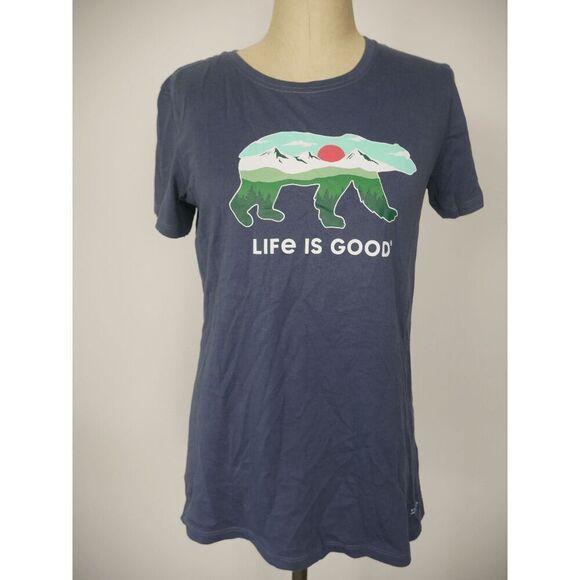 LIFE IS GOOD Women's Short Sleeve Polar Bear Landscape Crusher Tee M - Picture 1 of 9